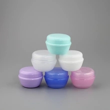 10 g de muestra macetas de plástico tarro seta recipiente forma de la cara de lavado caja botella cosmética tarro maquillaje, 
