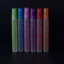 10 ml Wholesale Refillable Portable Mini Frosted Glass Perfume Bottle &Colorful Plastic Spray, 