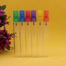 10ml garrafas de vidro coloridas tubo de ensaio vazio corpo magro garrafas tubo de ensaio de pulverização de plástico, 