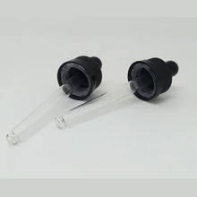 18mm plastic childproof cap with glass pipette and rubber teat, 