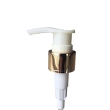 24mm aluminum closure shiny gold sleeve screw up plastic lotion pump, 