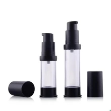5ml 10ml 15ml 20ml 30ml mat en plastique noir bouteille cosmétique airless avec une pompe ou un pulvérisateur, 