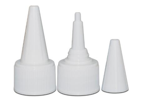 China supplier high quality 18mm plastic pointed top cap eye drop cap twist off nozzle cap for cosmetic, 