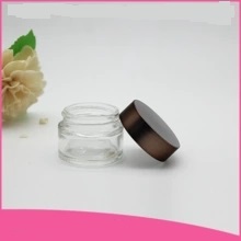 Clear Glass Makeup Cream Jar Packaging Container Aluminum Plastic Lid New 20ml, 