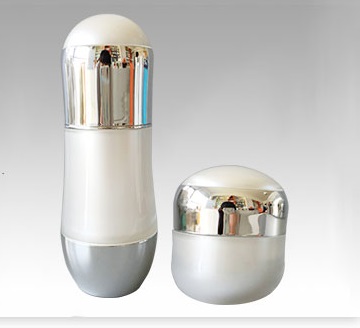Plastic white supplement container cosmetics bottles makeup box set, 