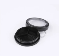 Round contenitore di plastica di trucco nero caso blush vuoto vaso ombretto con finestra, 