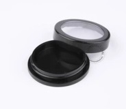 Round contenitore di plastica di trucco nero caso blush vuoto vaso ombretto con finestra, 