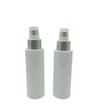 Round shoulder 100ml white PET custom plastic spray bottle with silver sprayer for spray, 