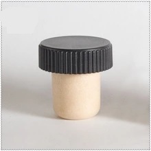 T-top cork Synthetic Cork Closure with Ribbed Black Plastic Cap, 