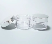 pared de plástico PETG 50ml recipiente transparente maquillaje grueso con tapa de plata, 