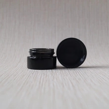 Wholesale mini makeup container 5ml black jar with black plastic top, 