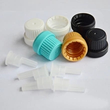 wholesale pilfer proof cap 18mm coloured empty essential oil glass bottle plastic cap, 