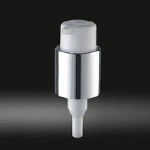 24/410 Glossy silver and whtie plastic cap lotion spray pump