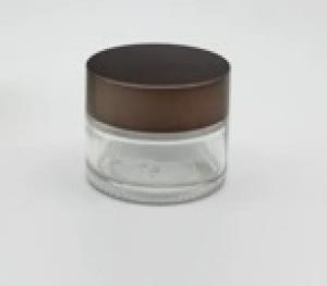 Clear Glass Maquiagem Creme Jar Packaging tampa do recipiente de alumínio plástico
