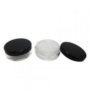 El maquillaje cosmético del casquillo negro rotación plástica tamiz depósito de polvo suelto con tapa negro