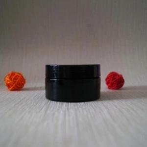 Empty makeup container black plastic jar 100ml with black aluminium lid