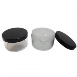 Tapa plana de almacenamiento de maquillaje cosmético del casquillo negro de plástico tamiz contenedor de polvo suelto