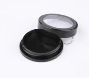 Ronda contenedor de plástico negro de maquillaje caso rubor tarro vacío de sombra de ojos con ventana