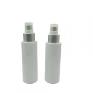 Round shoulder 100ml white PET custom plastic spray bottle with silver sprayer for spray