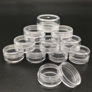 nouveau mini 3ml 5ml 10ml plastique transparent rond pot cosmétique maquillage avec couvercle acrylique bouteille de crème pour le visage