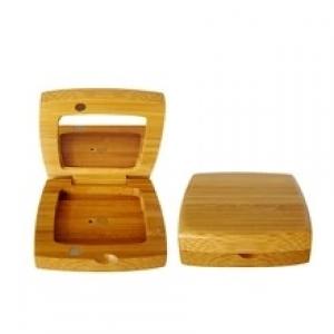 contenedor de polvo de cara caja de bambú maquillaje madera